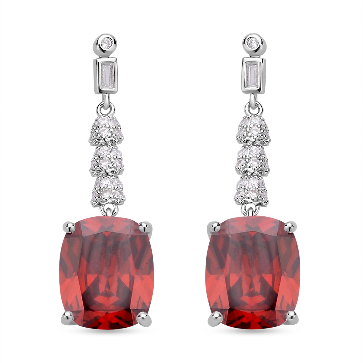 Rote und weiße Zirkonia Ohrringe, Edelstahl ca. 18.47 ct