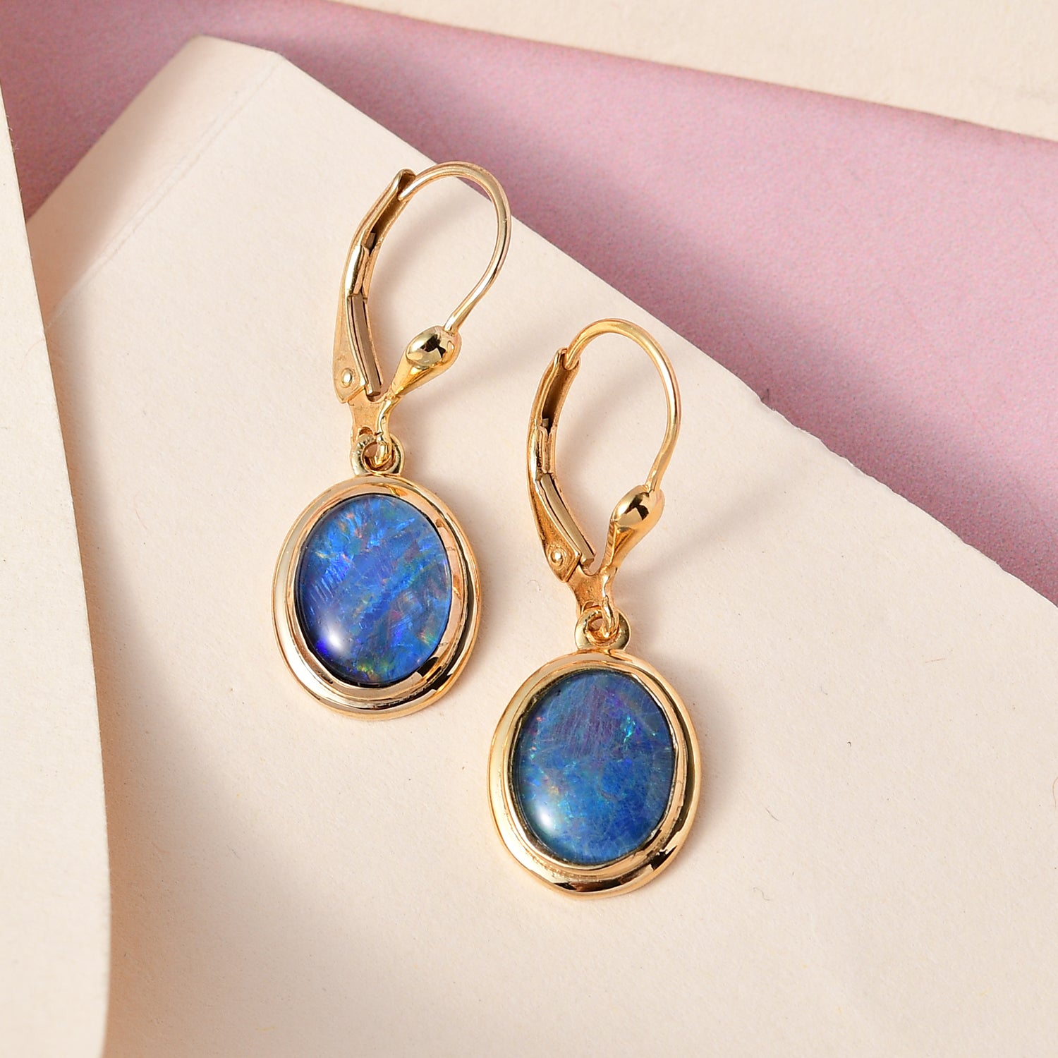 Boulder Opal Triplette Ohrringe, 925 Silber vergoldet ca. 6.00 ct