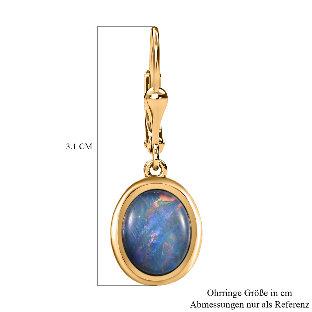 Boulder Opal Triplette Ohrringe, 925 Silber vergoldet ca. 6.00 ct