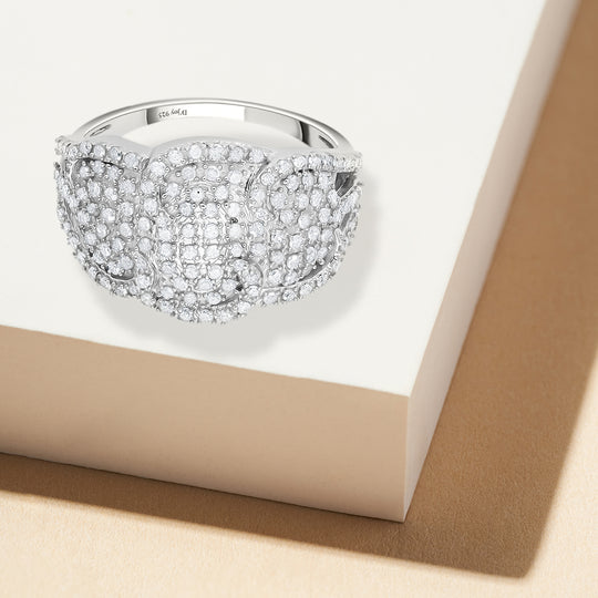 Weißer Diamant Ring, 925 Silber platiniert (Größe 16.00) ca. 1.00 ct