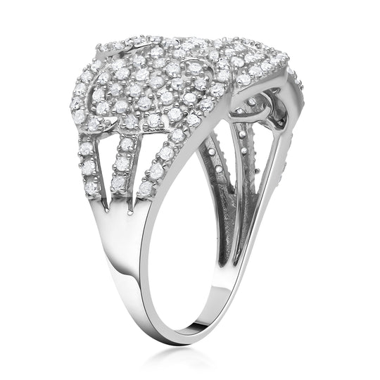 Weißer Diamant Ring, 925 Silber platiniert (Größe 16.00) ca. 1.00 ct