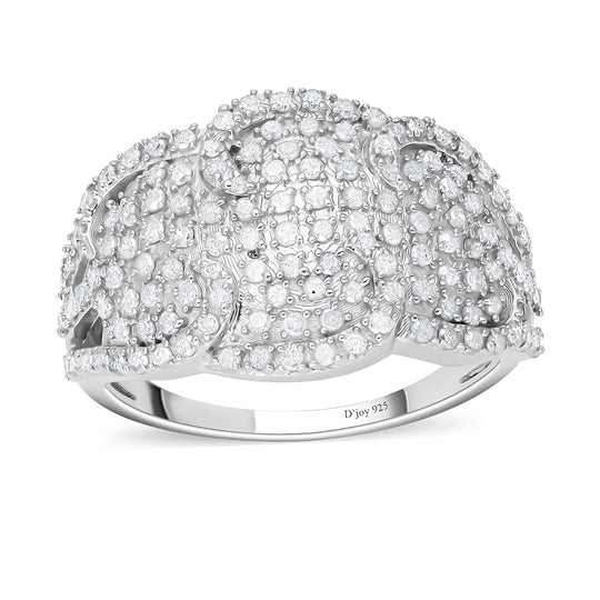 Weißer Diamant Ring, 925 Silber platiniert (Größe 16.00) ca. 1.00 ct