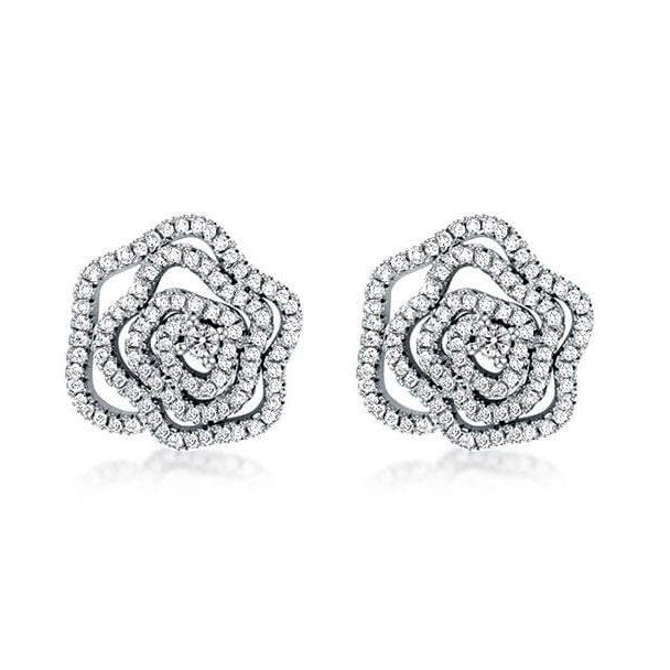 Weißer Zirkonia Ohrringe, Messing rhodiniert, ca. 1.00 ct
