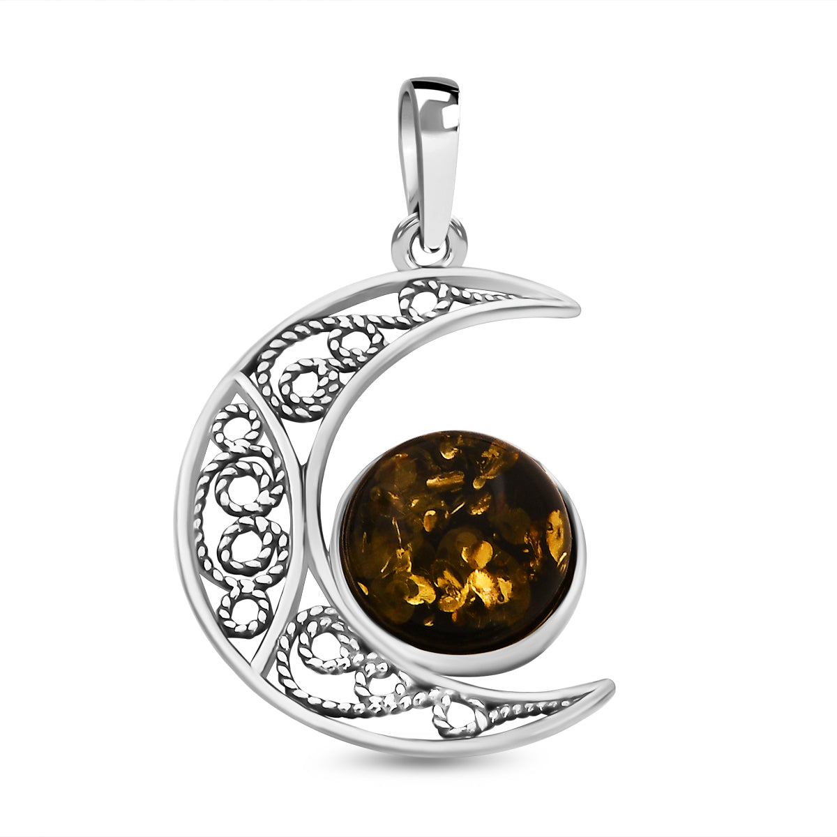Natürlicher, baltischer grün-Bernstein Anhänger, 925 Silber ca. 1,00 ct