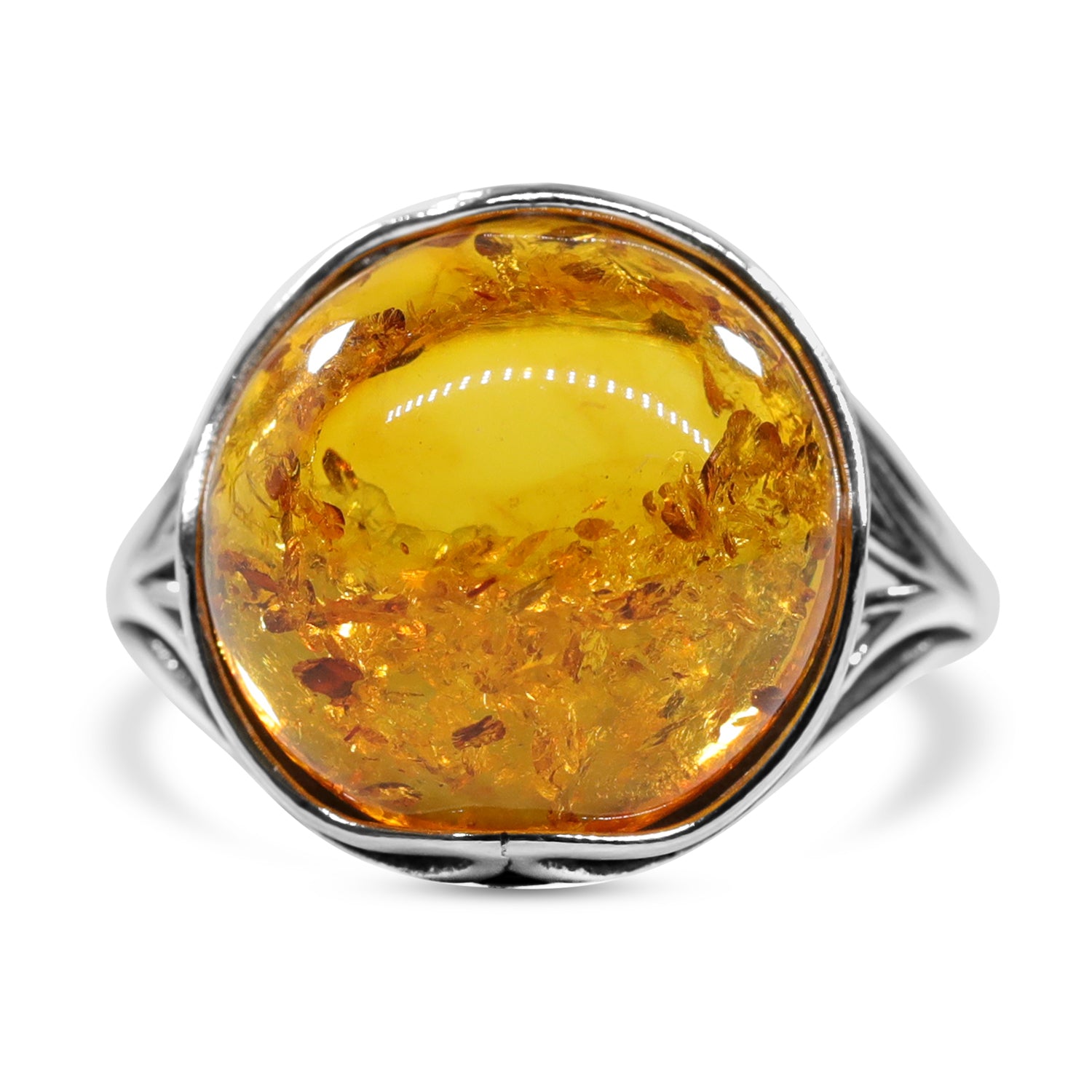 Natürlicher, baltischer Bernstein Ring, 925 Silber Flexibel (Größe 17-21) ca. 9.00 ct