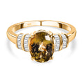 AAA Natürlicher goldener Tansanit und weißer Diamant-Ring, 585 Gold (Größe 17.00) ca. 2,26 ct