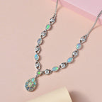 Natürlicher, äthiopischer Welo Opal Halskette ca. 45 cm 925 Silber platiniert ca. 4.35 ct