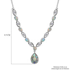 Natürlicher, äthiopischer Welo Opal Halskette ca. 45 cm 925 Silber platiniert ca. 4.35 ct