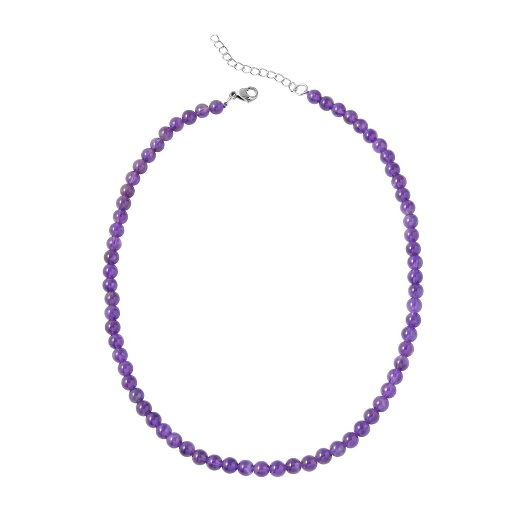 Afrikanische Amethyst Halskette, (5-7mm), ca. 45 cm, Edelstahl ca. 130.00 ct
