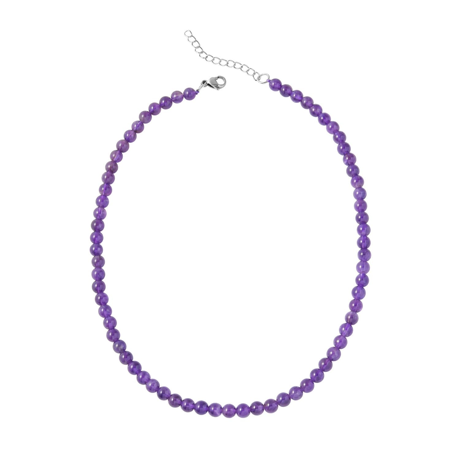 Afrikanische Amethyst Halskette, (5-7mm), ca. 45 cm, Edelstahl ca. 130.00 ct