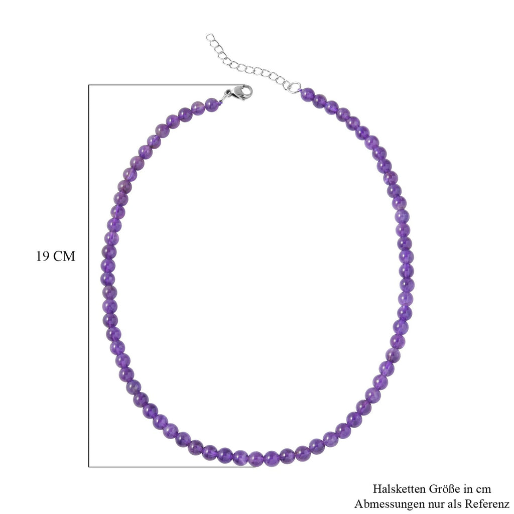 Afrikanische Amethyst Halskette, (5-7mm), ca. 45 cm, Edelstahl ca. 130.00 ct