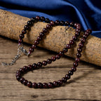 Rote Granat Halskette, ca. 45 cm, Edelstahl ca. 165,00 ct