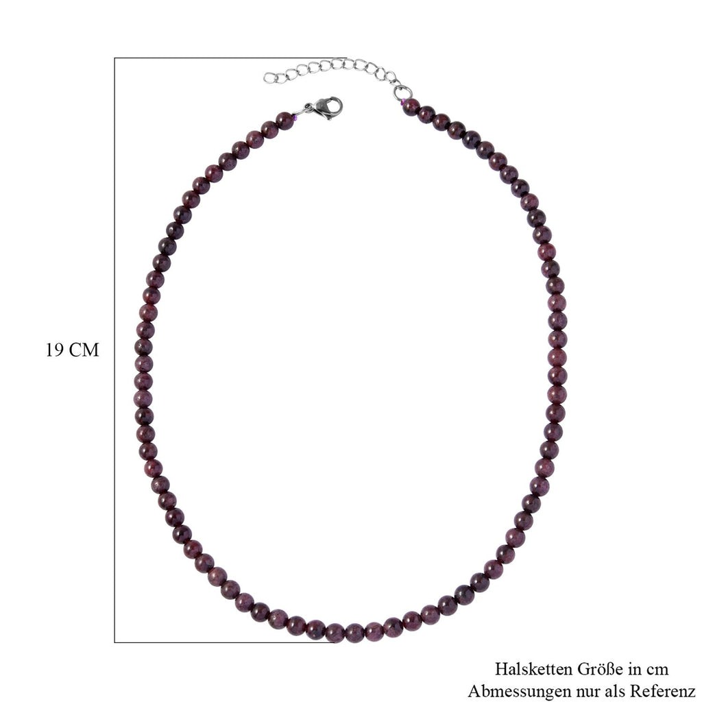 Rote Granat Halskette, ca. 45 cm, Edelstahl ca. 165,00 ct
