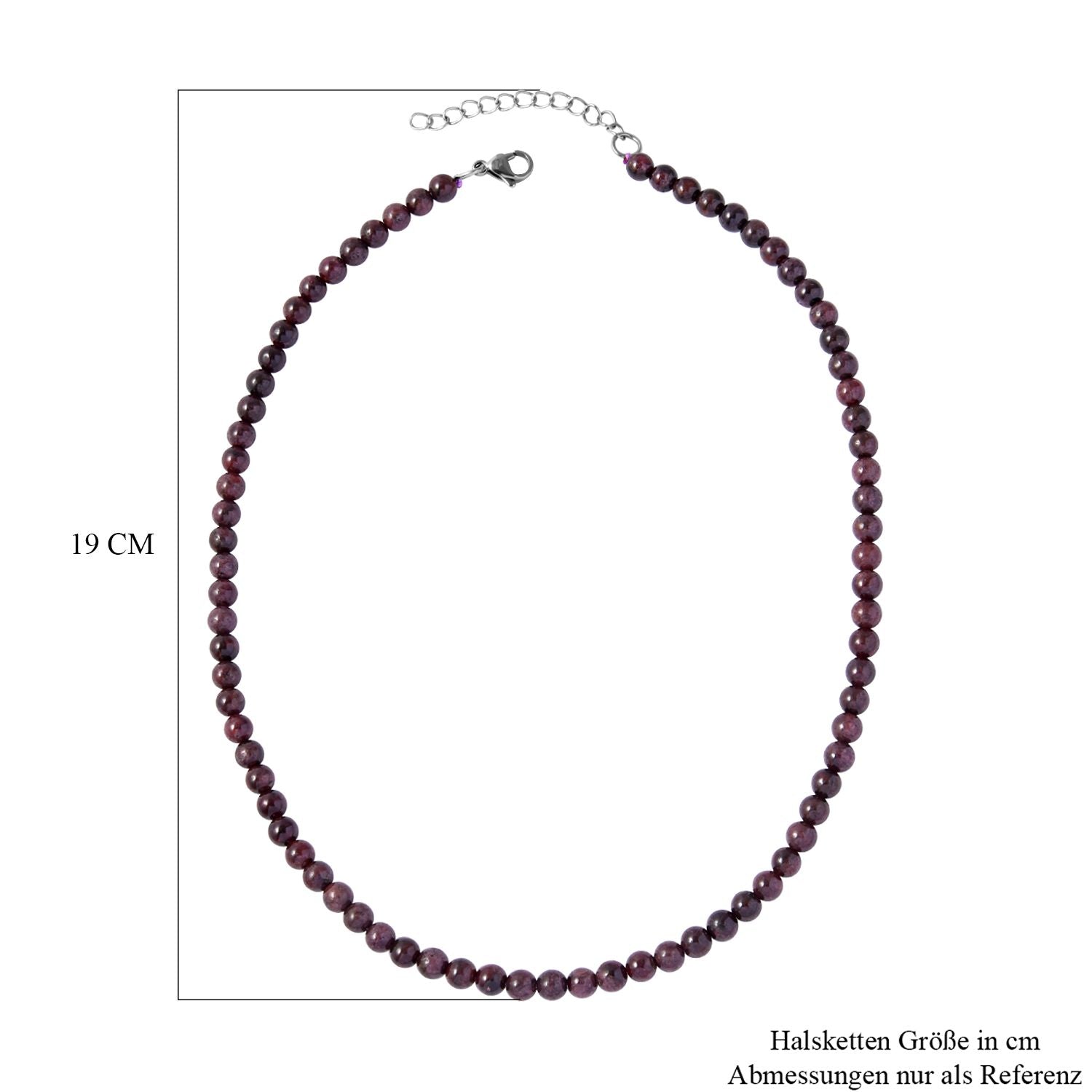 Rote Granat Halskette, ca. 45 cm, Edelstahl ca. 165,00 ct