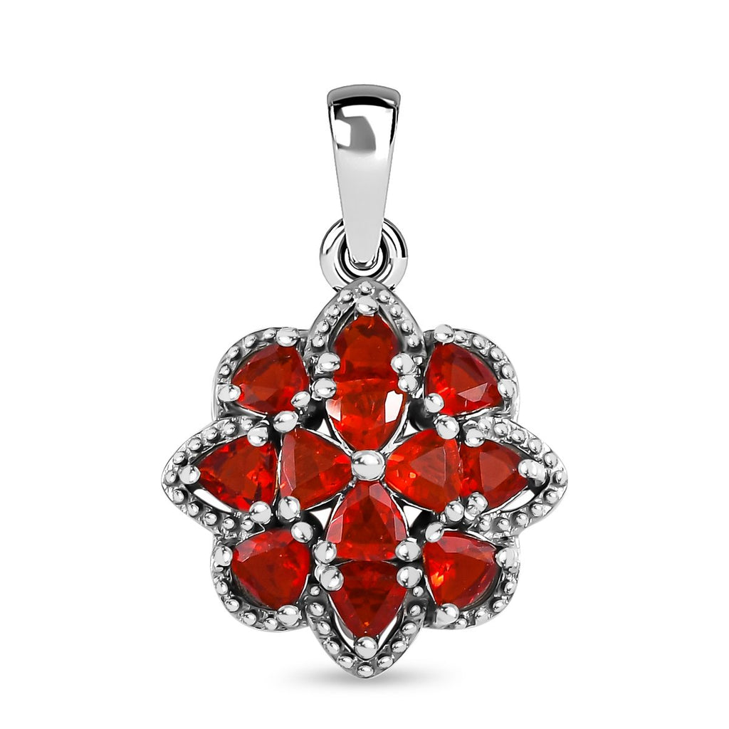Mexikanischer Kirschfeuer-Opal Anhänger 925 Silber platiniert ca. 0.88 ct