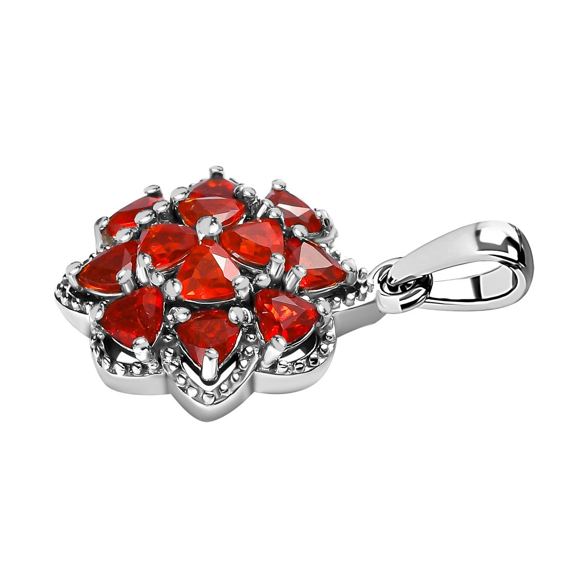 Mexikanischer Kirschfeuer-Opal Anhänger 925 Silber platiniert ca. 0.88 ct