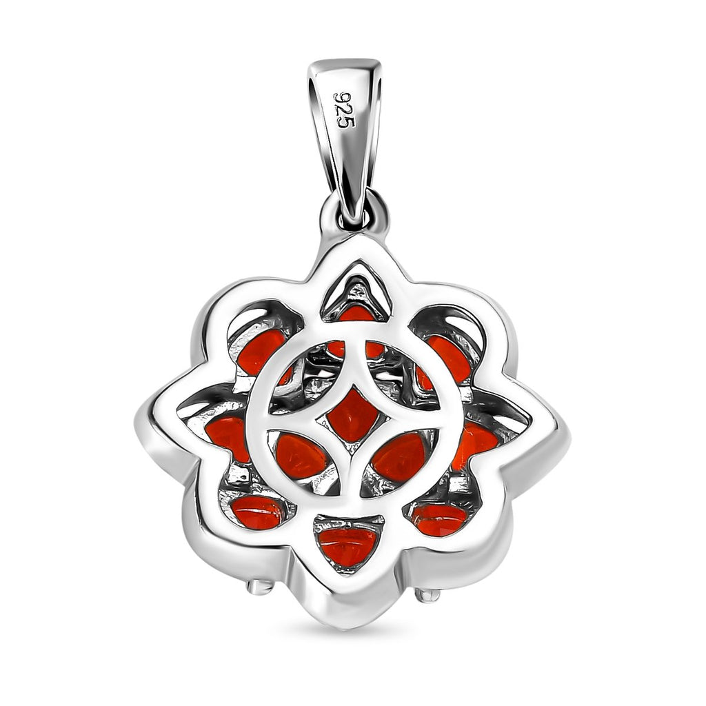 Mexikanischer Kirschfeuer-Opal Anhänger 925 Silber platiniert ca. 0.88 ct