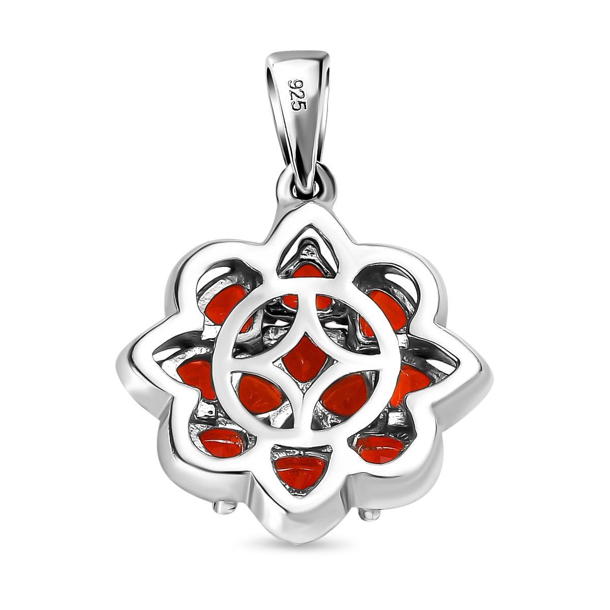 Mexikanischer Kirschfeuer-Opal Anhänger 925 Silber platiniert ca. 0.88 ct