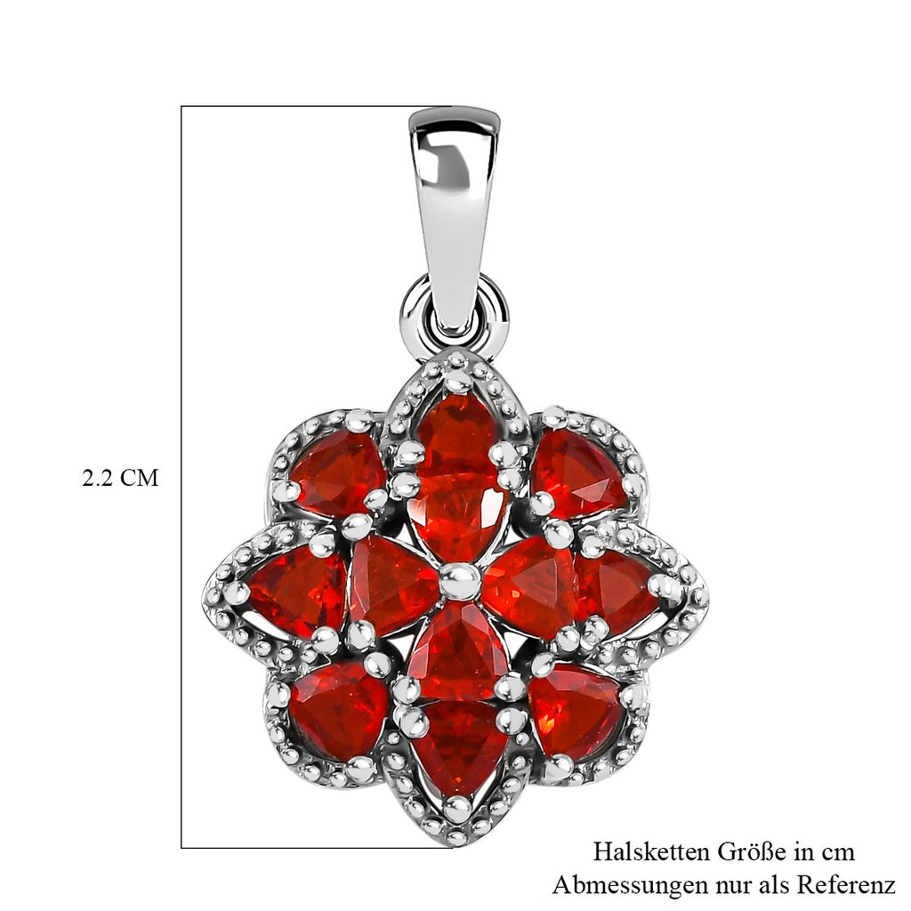 Mexikanischer Kirschfeuer-Opal Anhänger 925 Silber platiniert ca. 0.88 ct