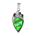 Kanadische Ammolit und roter Granat Anhänger, 925 Silber platiniert ca. 17.59 ct