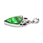 Kanadische Ammolit und roter Granat Anhänger, 925 Silber platiniert ca. 17.59 ct