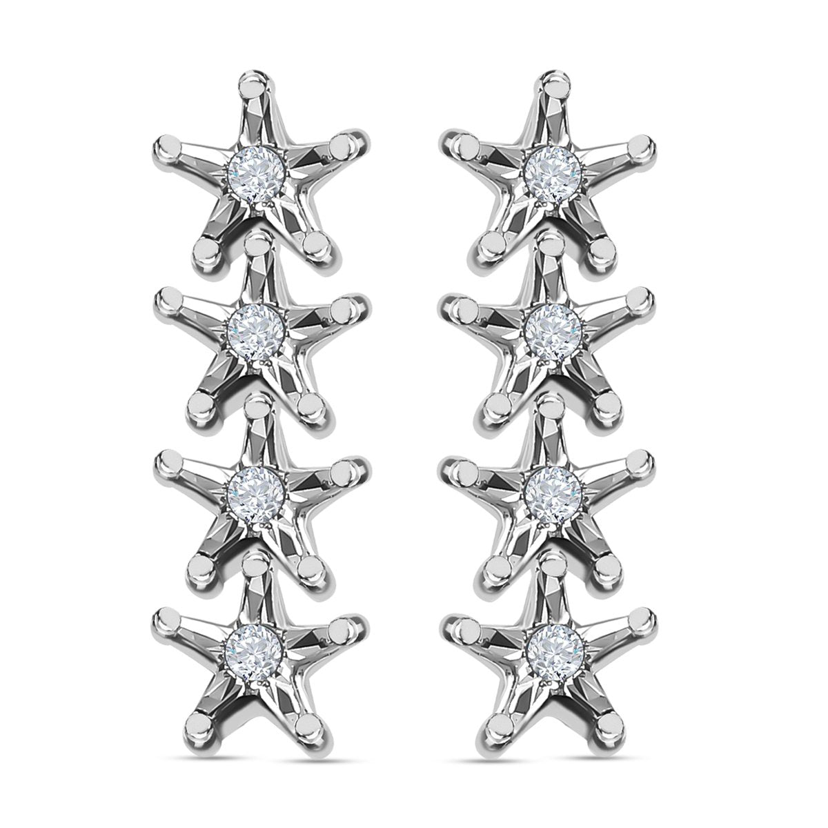 Weiße Diamant Ohrringe, 925 Silber platiniert ca. 0.05 ct