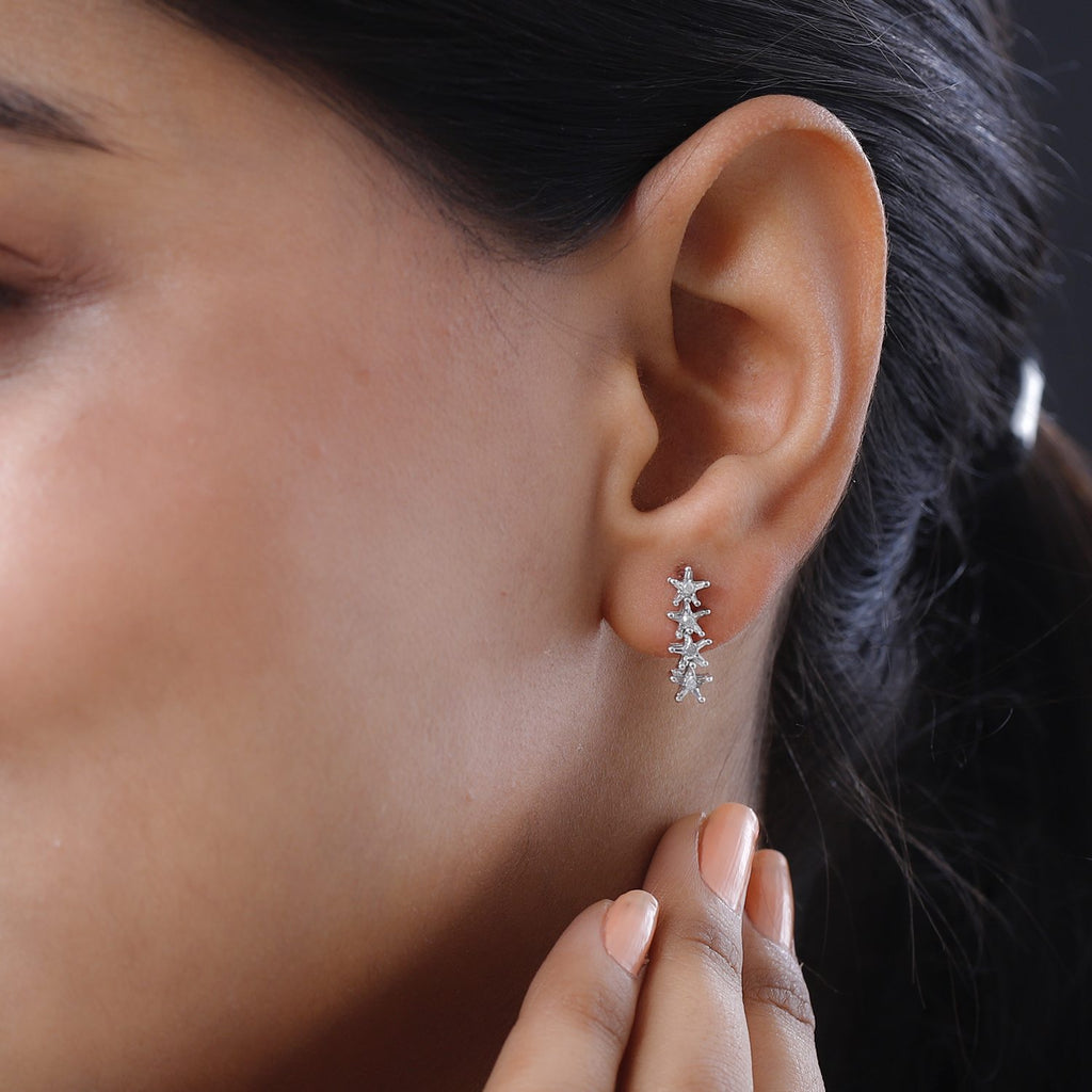 Weiße Diamant Ohrringe, 925 Silber platiniert ca. 0.05 ct