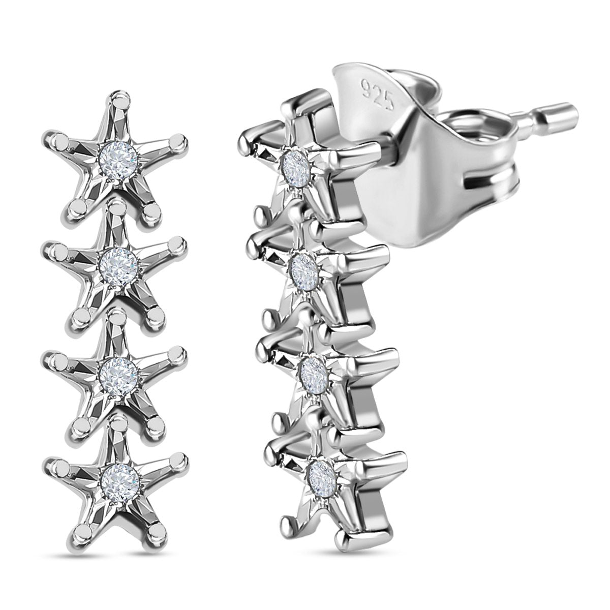 Weiße Diamant Ohrringe, 925 Silber platiniert ca. 0.05 ct