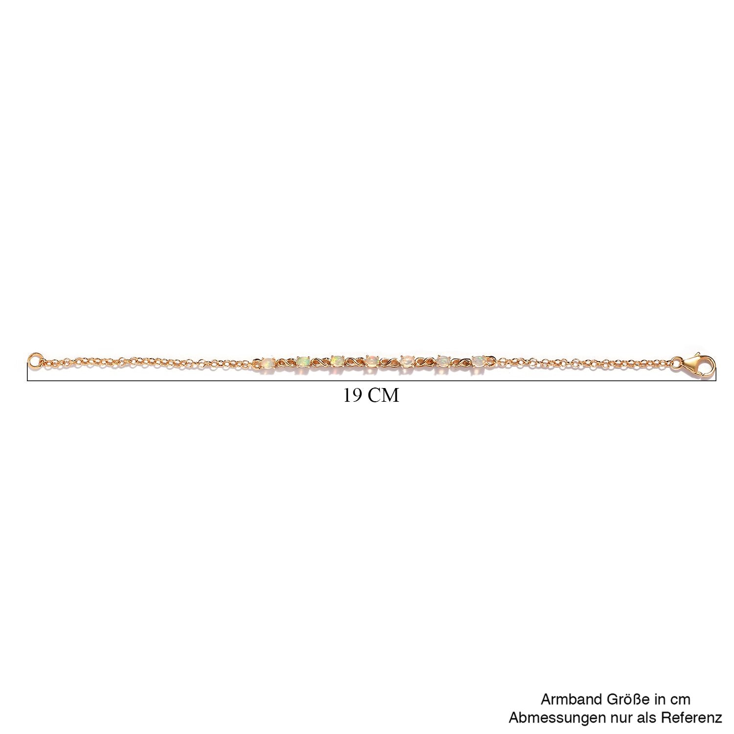 Natürliches, äthiopisches Welo Opal Armband, ca. 19 cm, 925 Silber vergoldet, ca. 0.81 ct