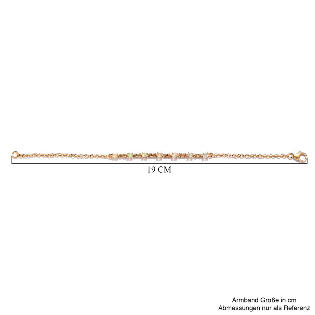 Natürliches, äthiopisches Welo Opal Armband, ca. 19 cm, 925 Silber vergoldet, ca. 0.81 ct
