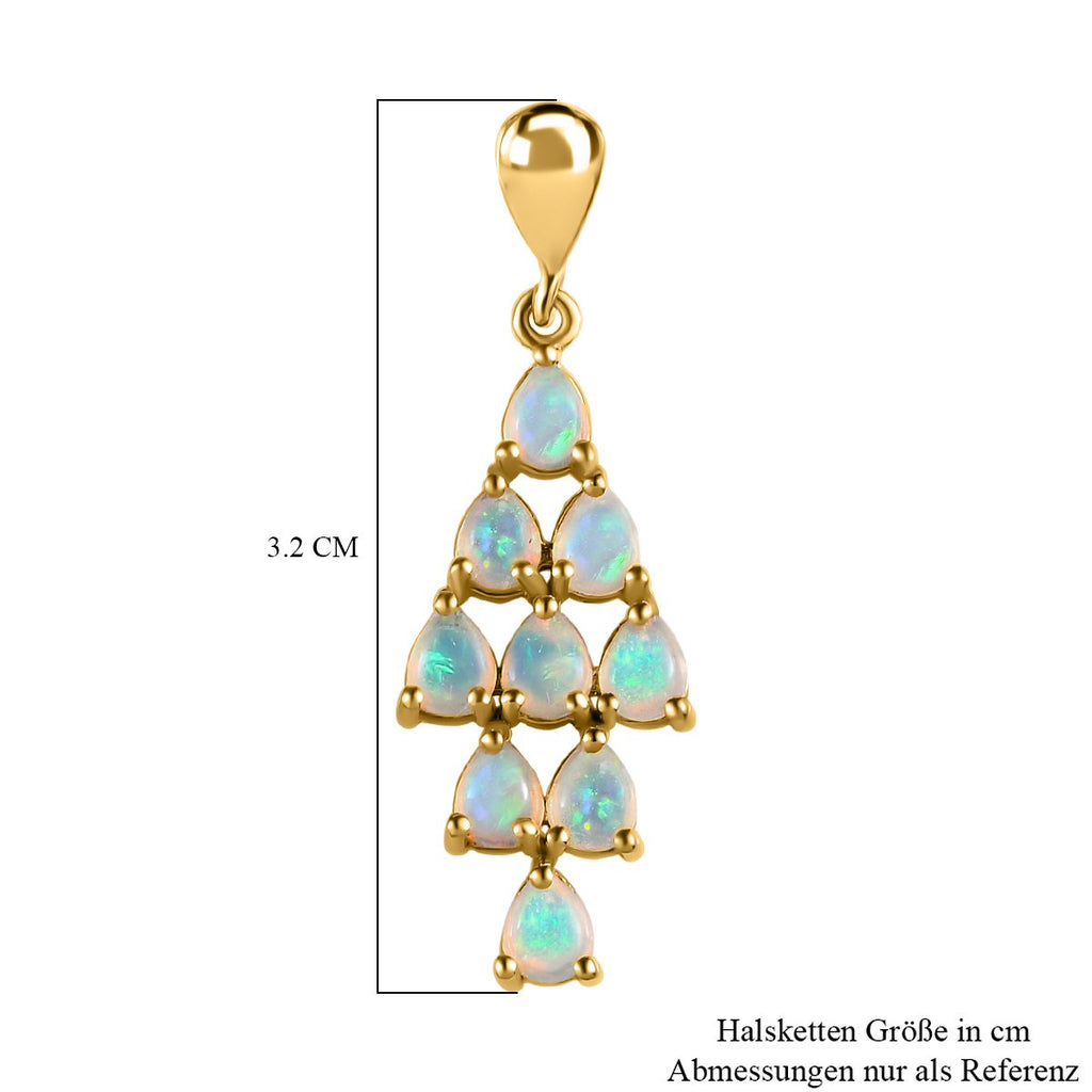 Natürlicher, äthiopischer Welo Opal-Anhänger, 925 Silber vergoldet ca. 0.90 ct
