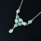 Natürlicher, äthiopischer Welo Opal Halskette ca. 50 cm 925 Silber platiniert ca. 1,13 ct