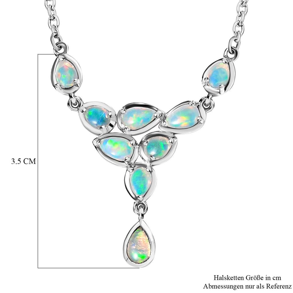 Natürlicher, äthiopischer Welo Opal Halskette ca. 50 cm 925 Silber platiniert ca. 1,13 ct