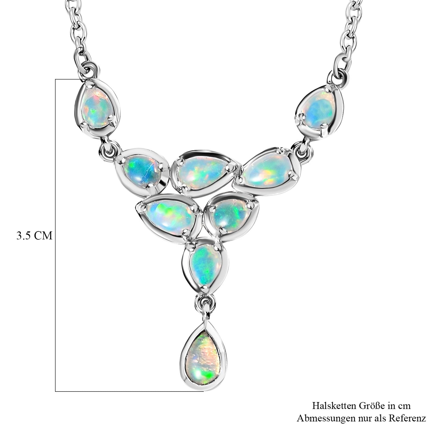 Natürlicher, äthiopischer Welo Opal Halskette ca. 50 cm 925 Silber platiniert ca. 1,13 ct