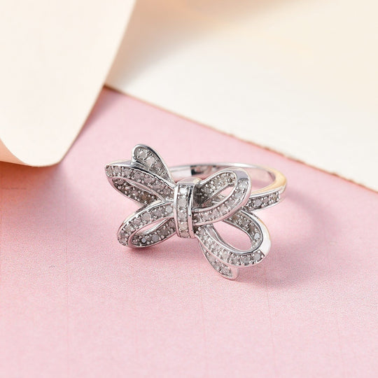 GP Amore Ribbon Kollektion - weißer Diamant Ring, 925 Silber platiniert (Größe 20.00) ca. 0.33 ct