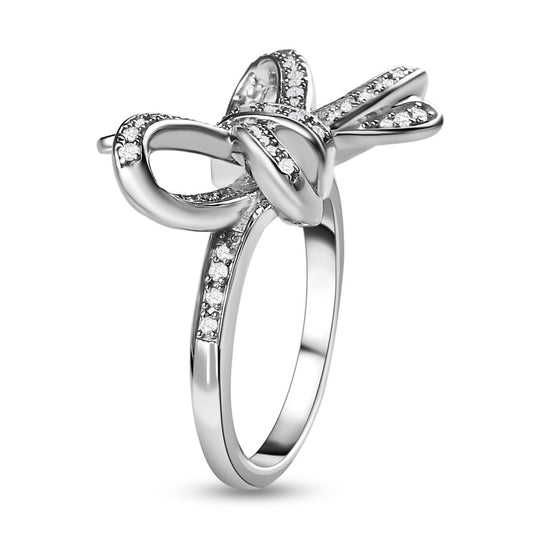 GP Amore Ribbon Kollektion - weißer Diamant Ring, 925 Silber platiniert (Größe 20.00) ca. 0.33 ct