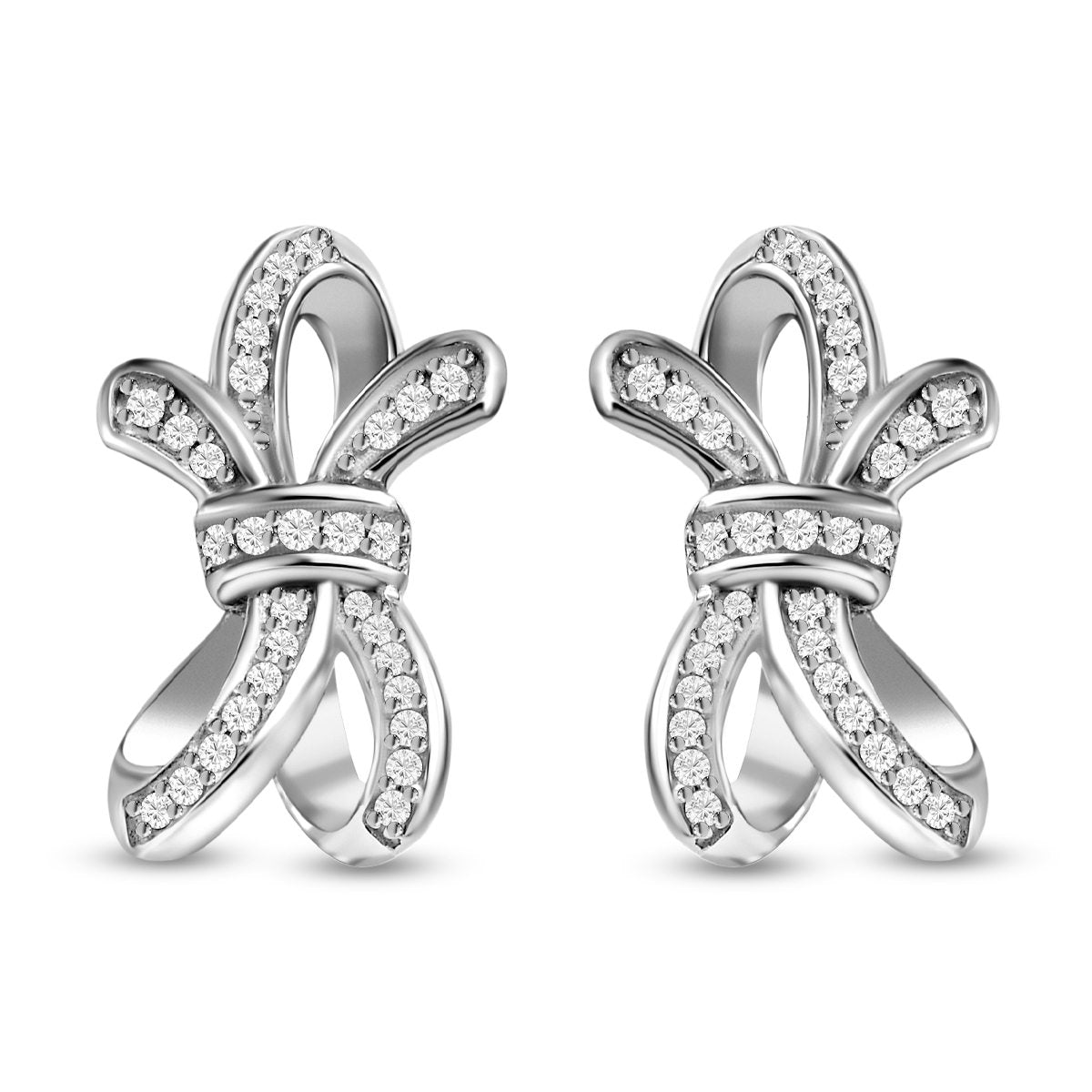 GP Amore Ribbon Kollektion - weiße Diamant Ohrringe, 925 Silber platiniert ca. 0.33 ct