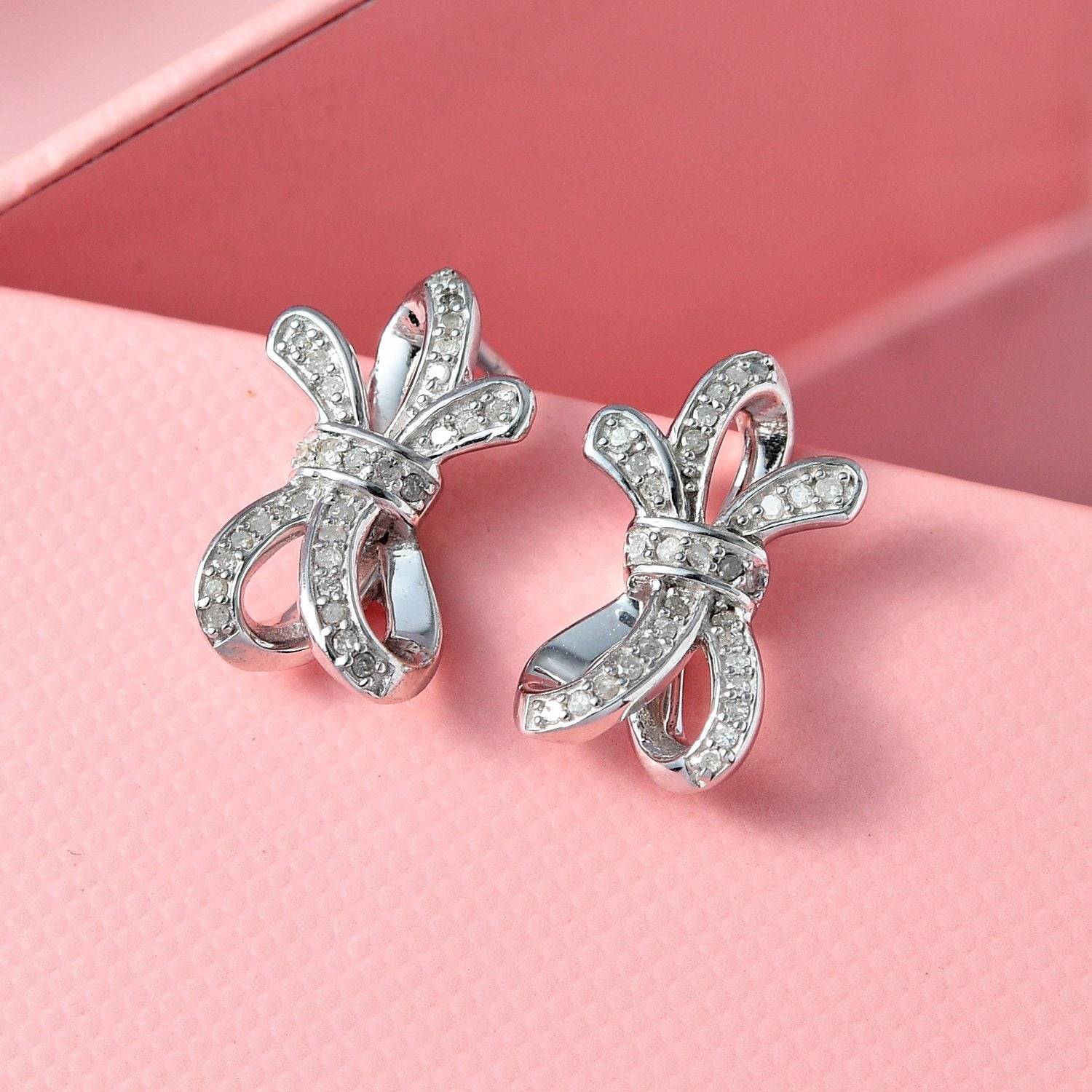GP Amore Ribbon Kollektion - weiße Diamant Ohrringe, 925 Silber platiniert ca. 0.33 ct