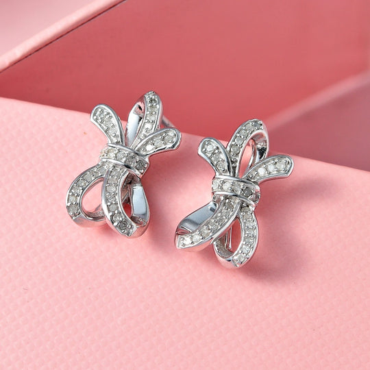 GP Amore Ribbon Kollektion - weiße Diamant Ohrringe, 925 Silber platiniert ca. 0.34 ct