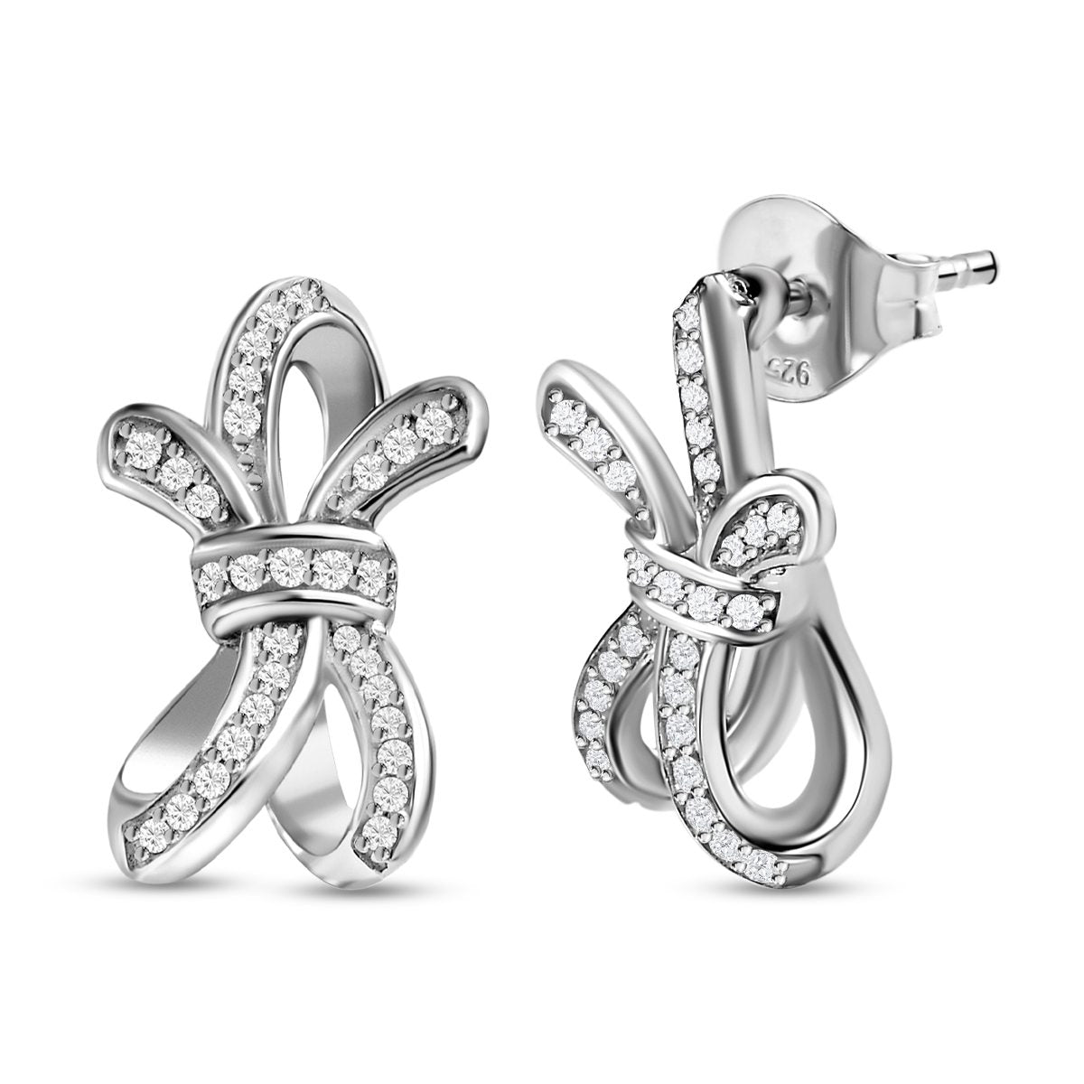 GP Amore Ribbon Kollektion - weiße Diamant Ohrringe, 925 Silber platiniert ca. 0.33 ct