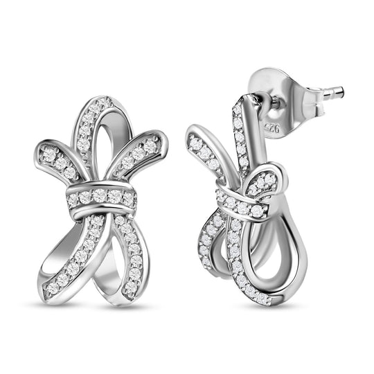 GP Amore Ribbon Kollektion - weiße Diamant Ohrringe, 925 Silber platiniert ca. 0.34 ct