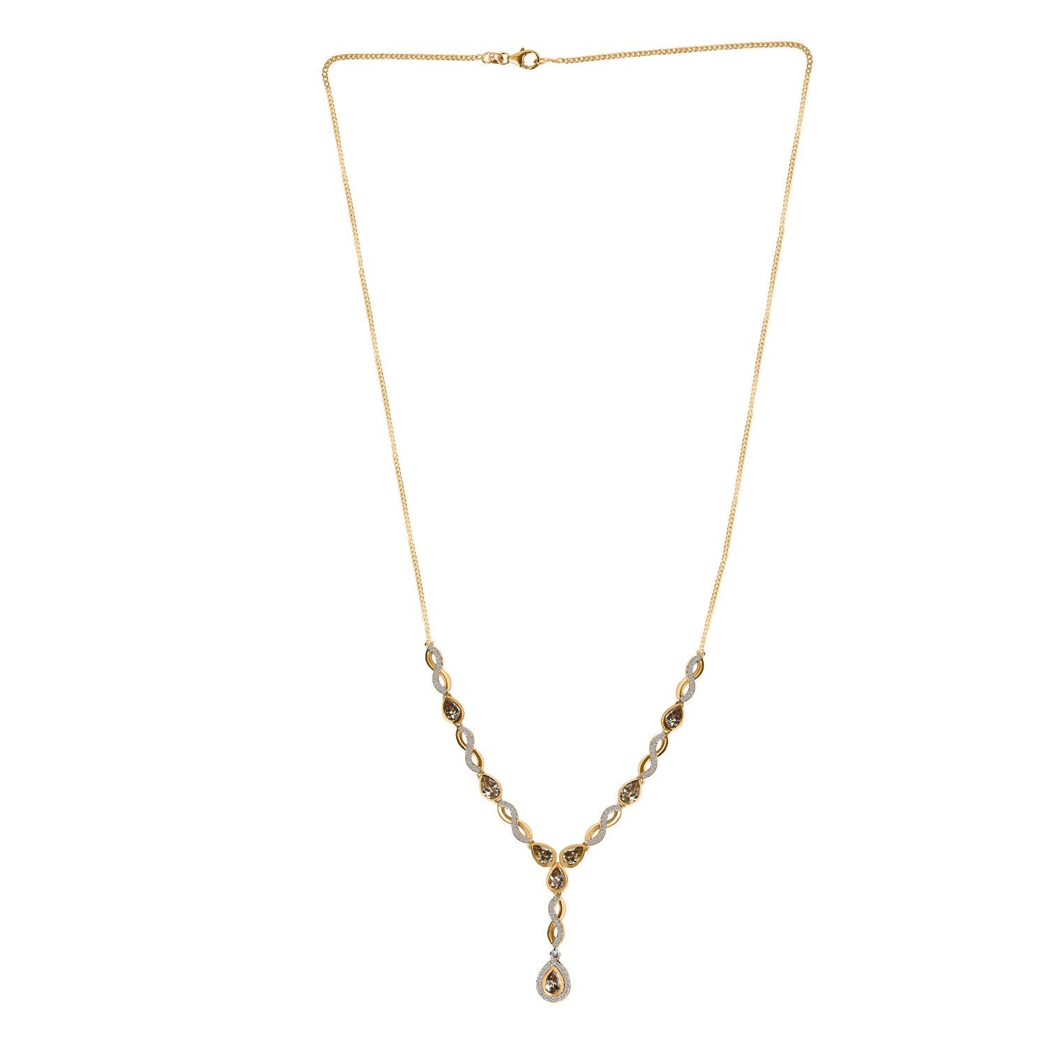 AAA Turkizit, weißes Zirkon Collier, ca. 45 cm, 925 Silber Gelbgold Vermeil ca. 4.57 ct
