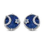 GP Celestial Kollektion - Blaue Drusen Quarz und Tansanit Ohrringe, 925 Silber platiniert ca. 6.60 ct