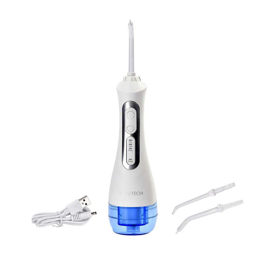 Beautech SG-833 Wasserflosser mit 8 Düsen, 3 Modi und drehbarer Düse, IPX7 wasserdicht, 300ml abnehmbarer Wassertank