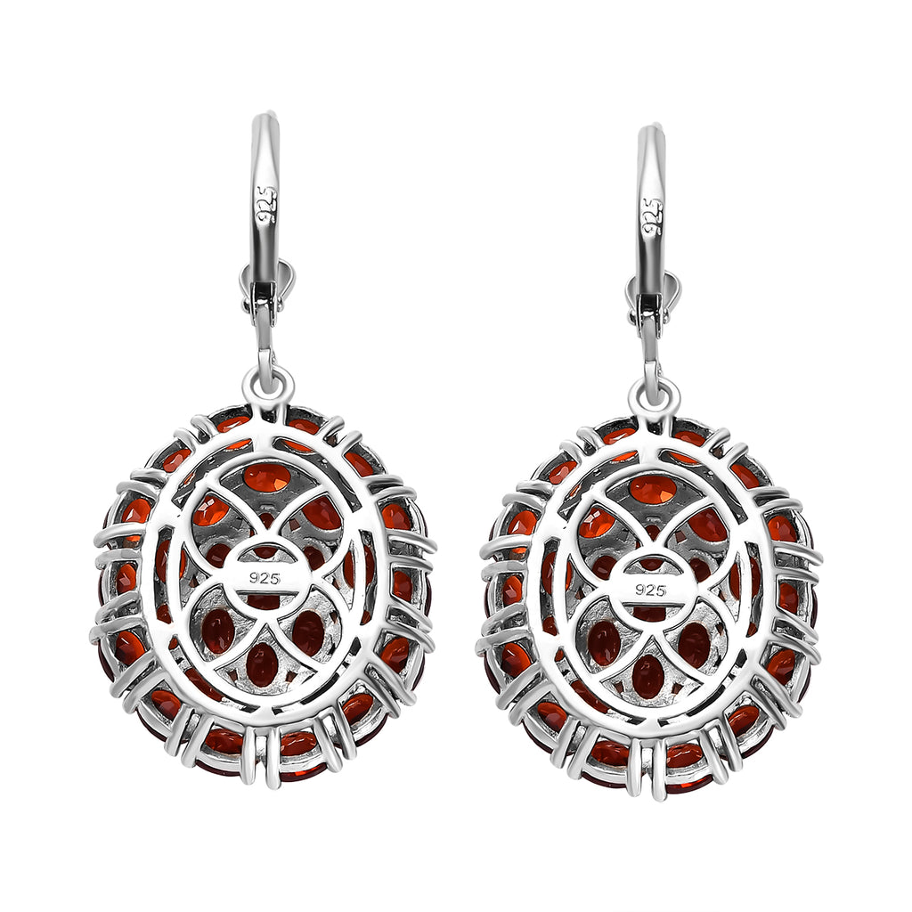 Natürliche Mosambik Granat Ohrringe, 925 Silber platiniert ca. 16,00 ct