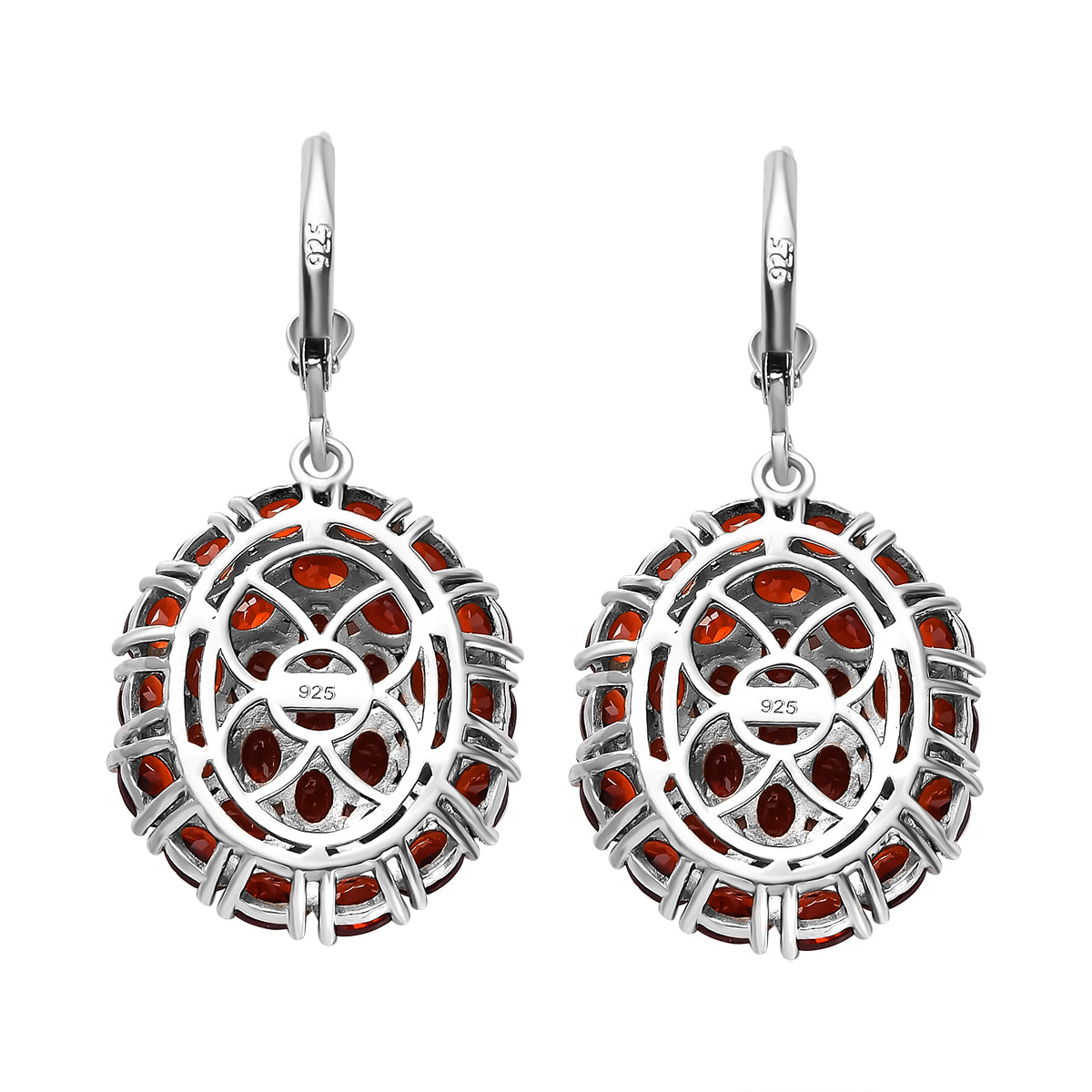 Natürliche Mosambik Granat Ohrringe, 925 Silber platiniert ca. 16,00 ct