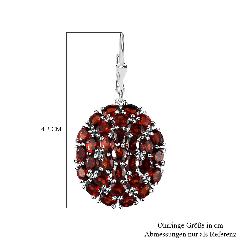 Natürliche Mosambik Granat Ohrringe, 925 Silber platiniert ca. 16,00 ct