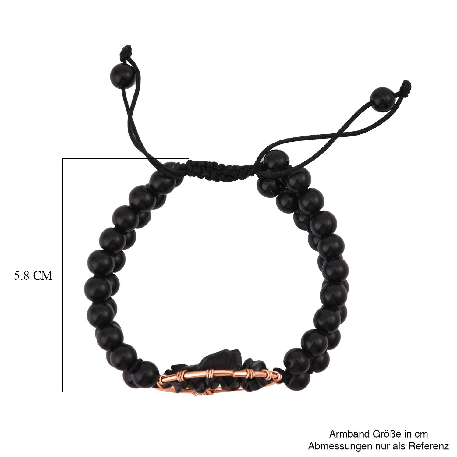 Schwarzes Obsidian Armband, ca. 15.25 cm, Nickelfreies Messing  ca. 69.00 ct