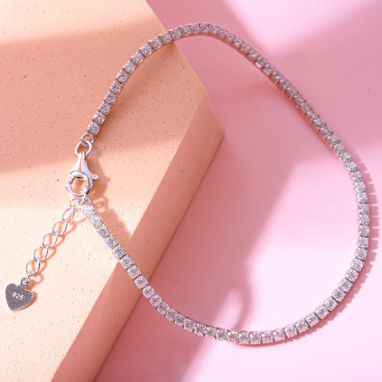 Lustro Stella - Weißes Zirkonia Armband, ca. 18 cm, 925 Silber platiniert ca. 1.30 ct