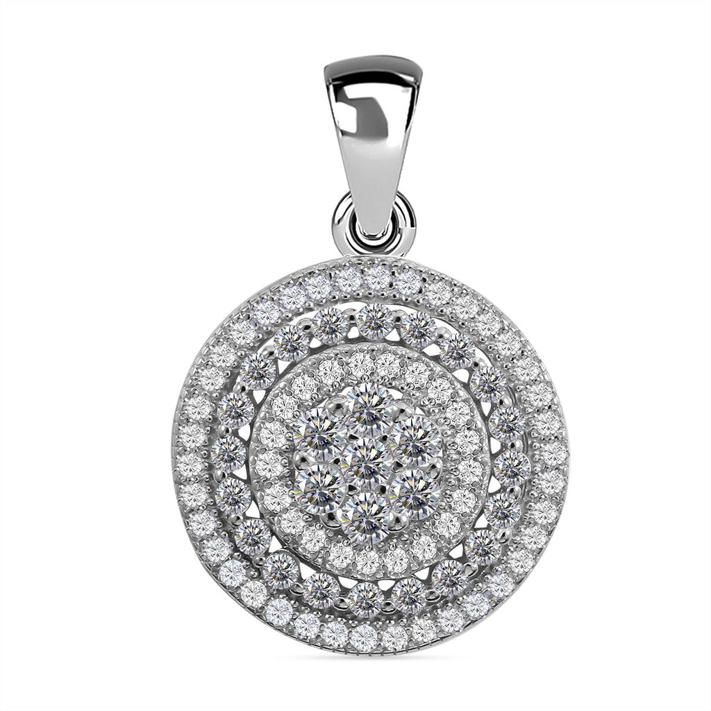 Lustro Stella - Weißer Zirkonia Anhänger, 925 Silber platiniert, ca. 1.26 ct